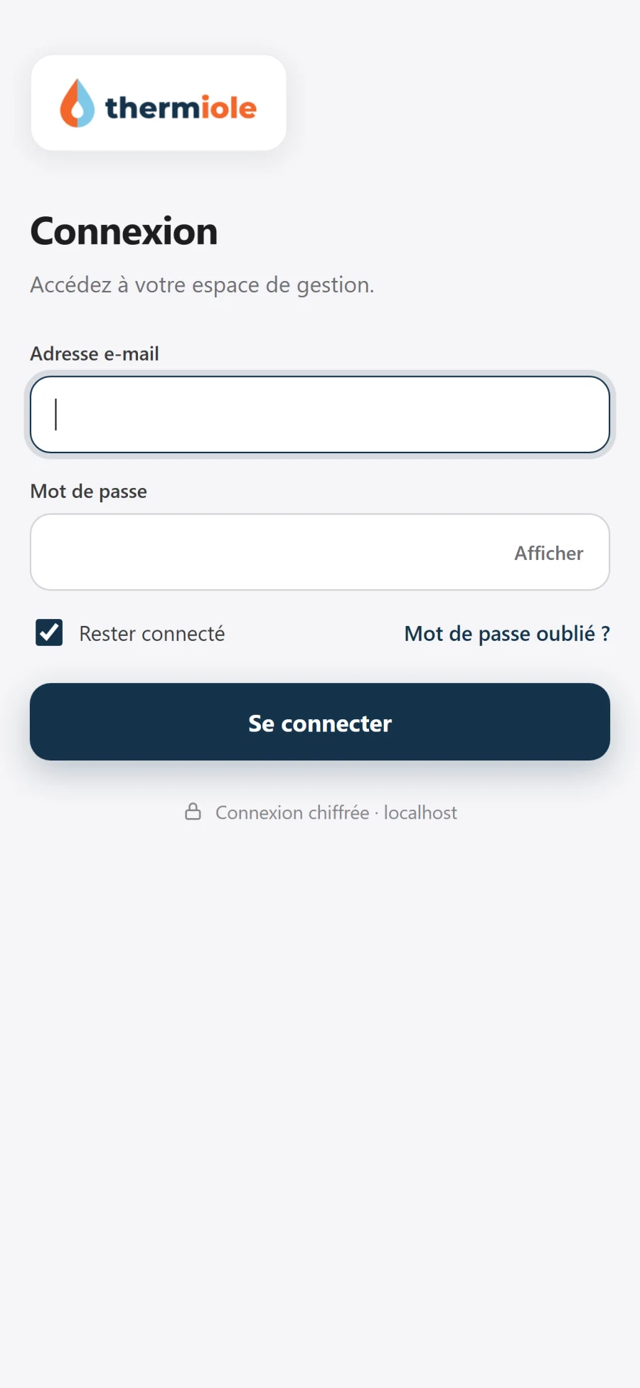 Page de connexion au logo de l’entreprise
